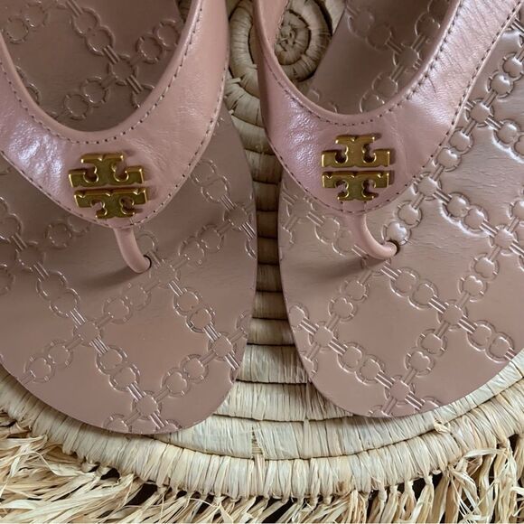 TORY BURCH Light Makeup Monroe Sandal Tan Size 9.5 - Picture 4 of 15